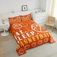 thumbnail image 4 of Basketball Comforter Set Full Sport Game Ball Theme Bedding Basketball Room Decor Down Comforter Sports Comforter Sets Teen Sports Bedding 3 Pcs White Orange, 4 of 7