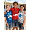 thumbnail image 3 of HILEELANG 4-13 Little/Big Boys Red/Navy/Gray Sports Action Graphic 100% Cotton 3-Pack Short Sleeve T-Shirt, Size 10-11, 3 of 14