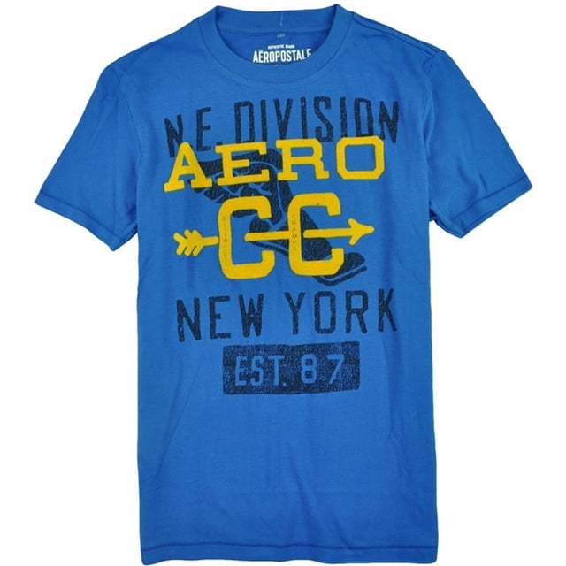 Aeropostale - Camiseta gráfica para hombre, color azul, talla mediana Aeropostale Camiseta gráfica