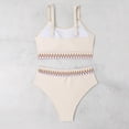 thumbnail image 4 of Ohufall Women's Bikini Sets Colorblock Trim 2 Piece Swimsuit High Waisted Bathing Suits for Women Scoop Neck Adjustable Spaghetti Straps Bikini Swimwear, 4 of 7