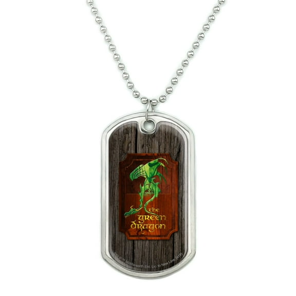 Lord of the Rings The Green Dragon Military Dog Tag Pendant Necklace with Chain