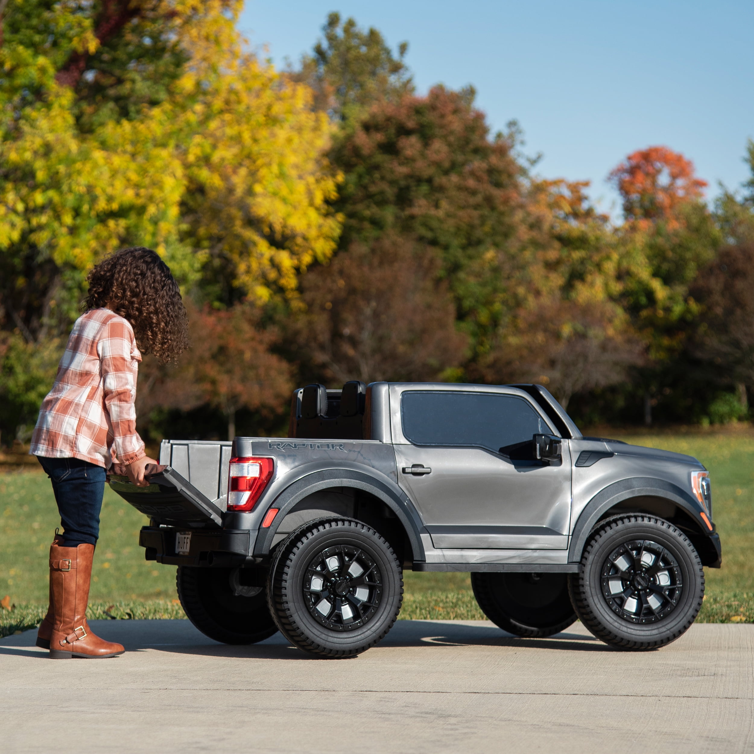 Huffy 12V Ford F-150 Raptor Ride-On Truck, Ages 3+, Gray, Kids, One Unit