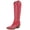 Red, variant on Women's Embroidered Knee High Cowboy Boots Snip Toe Stacked Heel Western Boots