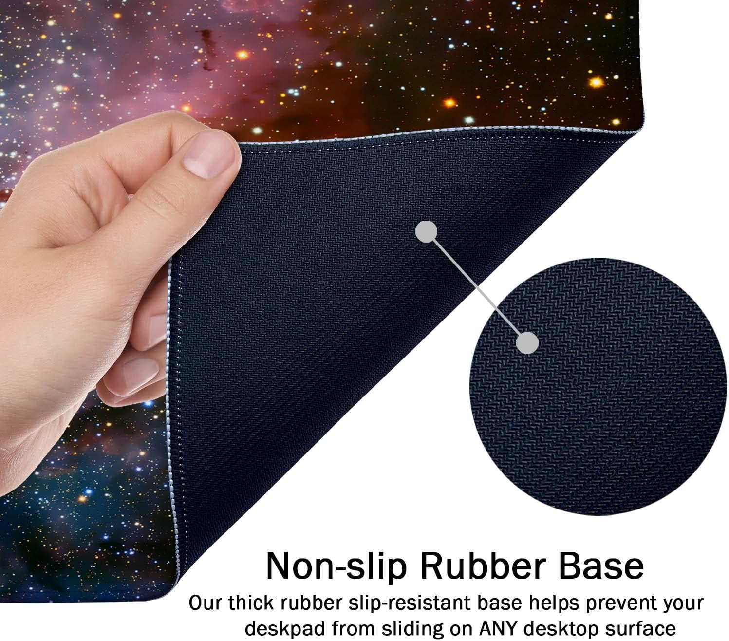 Desk Mat,Large Mouse Pad 35.4" x 15.7" XXL Extended Gaming Mouse Pad Mat with Non-Slip Base Stitched Edge Mousepad for Computer,Office,Keyboard and Laptop - Galaxy Nebula Starry Cosmic