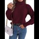 thumbnail image 3 of Suéter de Mujer con Cuello Redondo, Botones Texturizados, Mangas Farol, Jersey de Punto Vino Tinto L, 3 of 10