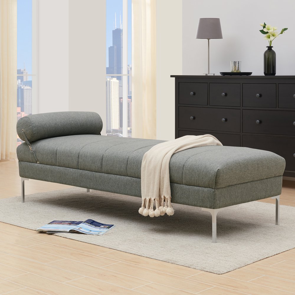 Homesvale Roush Upholstered Channel Quilted Bench Daybed in Performance