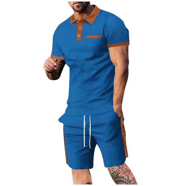 Pantalones de Traje para Hombres Capris Casual Manga Corta Solapa Y Pantalones Cortos Personalizados de Dos Piezas