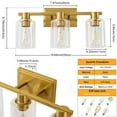 thumbnail image 4 of Deyidn 3-Light Gold Dimmable Vanity Light with Clear Glass Shades, 4 of 6