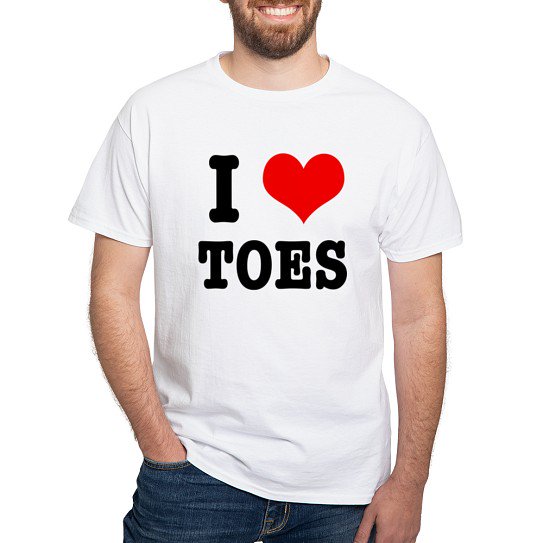 CafePress - I Heart (Love) Toes White T Shirt - Men's Classic Cotton T-Shirts