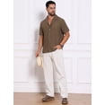 thumbnail image 5 of DARING DIVA Men's Hollow Jacquard Camp Collar Short Sleeve Beach Texture Shirts 2XL Brown, 5 of 7