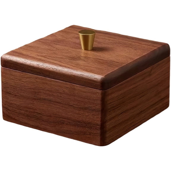 Black Walnut Qtip Holder for Bathroom Lovely Toothpick Dispenser Portable Qtip Dispenser Canisters Toothpick Holder with Lid