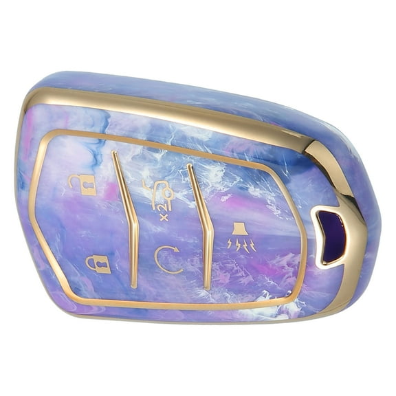 Unique Bargains Key Fob Cover for Cadillac Escalade ATS 5 Button TPU Purple Remote Keyless Smart Key Fob Case Protection
