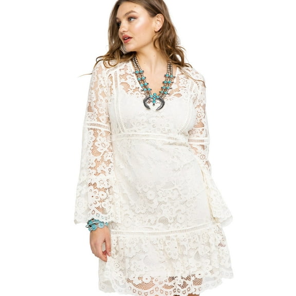 Scully Women's Honey Creek By Lace Crochet Long Sleeve Dress Ivory X-Large US