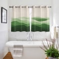 thumbnail image 3 of Green Beige Ombre Kitchen Curtains Short 54 Inch Length, Minimalist Ocean Waves Linen Grommet Top Bedroom Living Room Curtains, Light Filtering Cafe Curtain Drapes 2 Panels Set 84''x54'', 3 of 9