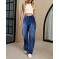 thumbnail image 6 of Necooer Women's High-Waisted Wide-Leg Jeans, Distressed Boyfriend Relaxed Fit, Stretchy Denim Pants, Blue, Size M, 6 of 7