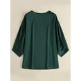 thumbnail image 4 of ZANZEA Women 3/4 Sleeved Tops Crew Neck Satin Blouse Baggy OL Shirts, 4 of 14