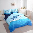 thumbnail image 2 of Manfei Ocean Shark King Bedding, Cute Marine Sealife King Bed in a Bag, Sky Blue, Blue Reversible, 7-Piece, 2 of 6