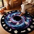 thumbnail image 4 of 3d Halloween Rugs Optical Illusion Rug Round Skeleton Vortex Design, 3d Haunted Staircase Round Rug Series, Non Slip Polyester Floor Mat, Entryway Decor, Black, 1 Pack, 4 of 7