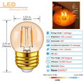 thumbnail image 5 of G40 LED Light Bulb, E26 Base, 1W, 2200K Warm White, Non-Dimmable, 6 Pack, 5 of 7