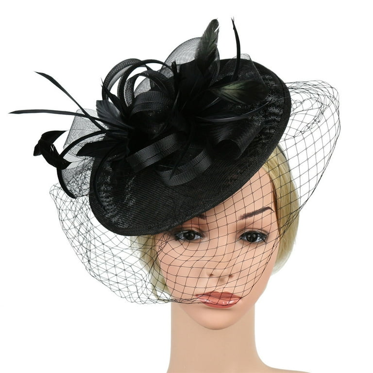 MESSUEN Girls Tea Party Hat Tea Party Hats for Women Ladies Church Hats Tea  Hats for Women Womens Dress Hats Fascinators Hat Headbands for Women Black  One Size - Walmart.com