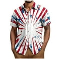 thumbnail image 2 of 4Th Of July Hawaiian Shirts For Men Vintage USA Flag Printed Short Sleeve Tees Summer Casual Short Sleeve Button Up Lapel T-Shirt White XXL, 2 of 5