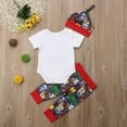 thumbnail image 3 of Newborn Boy Romper+Long Pants+Hat 3PCS Outfit Set, 3 of 5