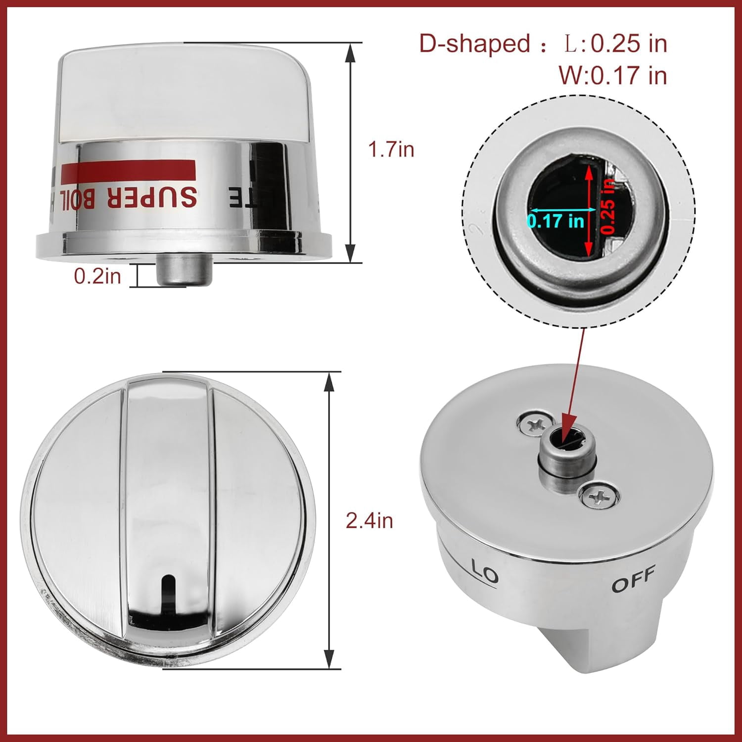 Feikeer 4-Pack EBZ37189611 Gas Stove Knobs and 1-Pack EBZ37189609 Oven Knob Replacements for LG Series