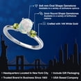 thumbnail image 2 of Gem Stone King 14K White Gold Simulated White Opal and Green Peridot Engagement Ring for Women | 1.24 Cttw | Oval Cabochon 8X6MM | Gemstone October Birthstone | Size 6, 2 of 6
