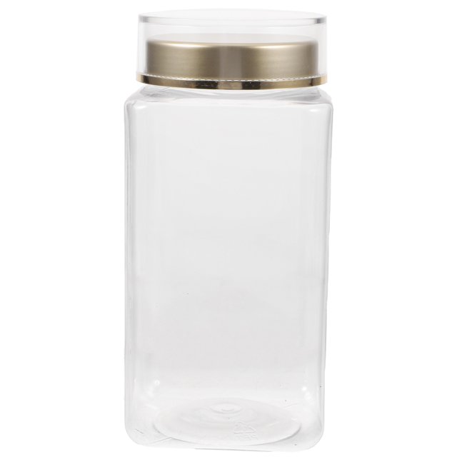 Recipiente de grano de plástico Cocina de alimentos recipiente de almacenamiento sellado frasco de almacenamiento vacío para té suelto fruta seca de grano (580 ml)