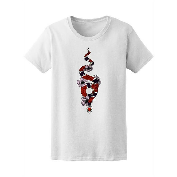Beautiful Floral Coral Snake T-Shirt Women -Image by Shutterstock, Female Large