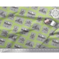 thumbnail image 2 of Soimoi Green Japan Crepe Satin Fabric Boat & Mountain Nature Printed Fabric 1 Yard 42 Inch Wide, 2 of 3