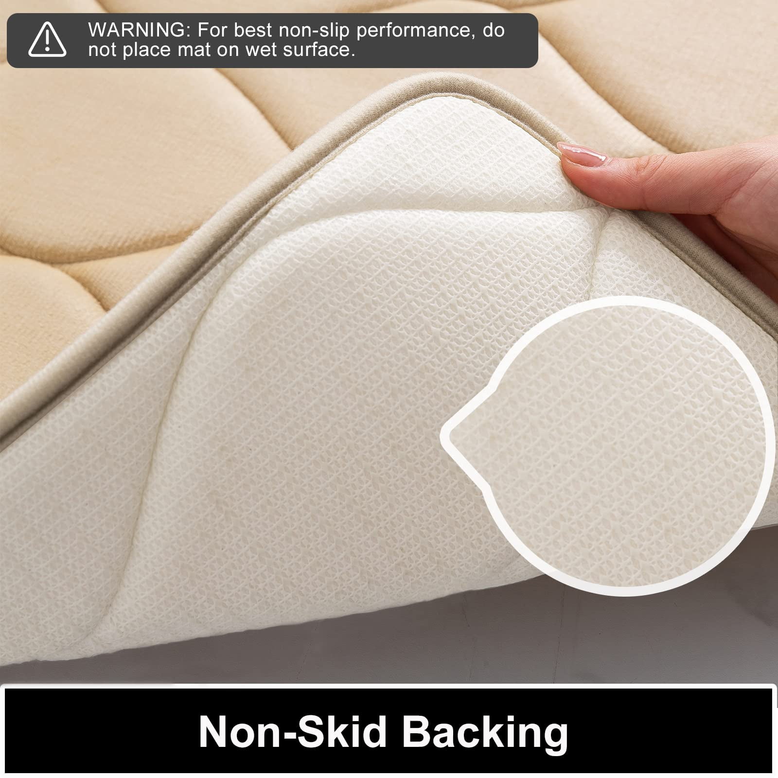 Smiry Memory Foam Bathroom Rugs, Ultra Soft & Non-Slip Bath Runner Mat, 24"x47", Beige