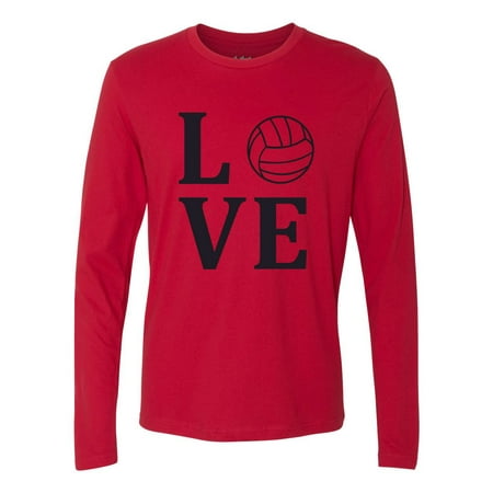 Love Volleyball Sports Jersey Mens Long Sleeve T Shirt Red Medium