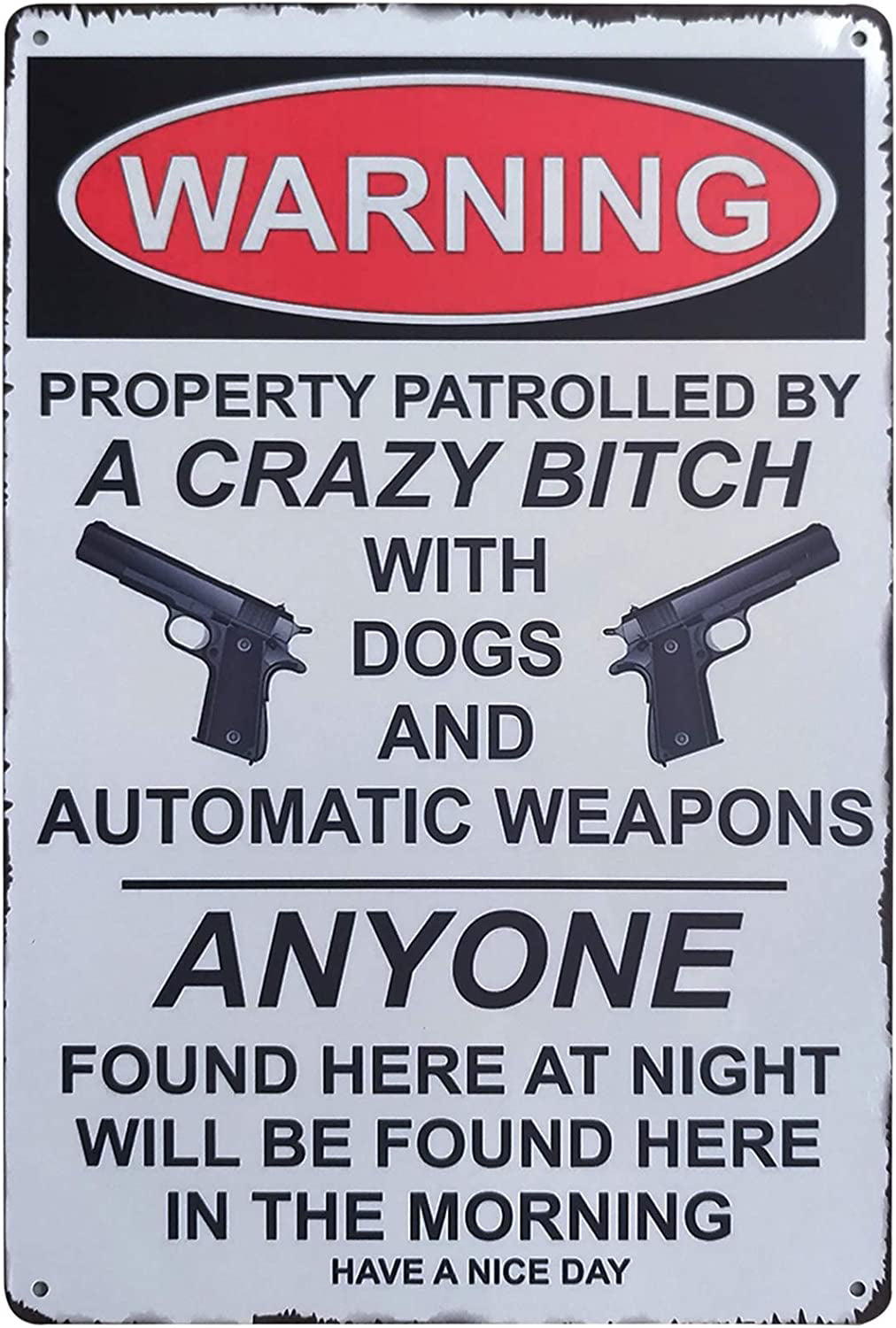 Warning Property Patrolled Metal Decor Sign 8" x 12" 