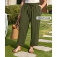 thumbnail image 4 of CASSIE LIZ Plus Size Womens Green Pants Baggy Wide Leg Palazzo Pants Beach Vacation Trousers XL-5XL, 4 of 10