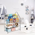 thumbnail image 5 of aboxoo Metal Kids Grey Bookshelf Large Freestanding for Children Room 32 in Toy Organizer Large Stable Bookcase Bookstore Library Book Unit Storage Kids Bed Living Room, 5 of 8