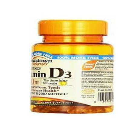 Sundown Naturals High Potency D3 Vitamin D 1000 IU Softgels 200 ea (Pack of 4)