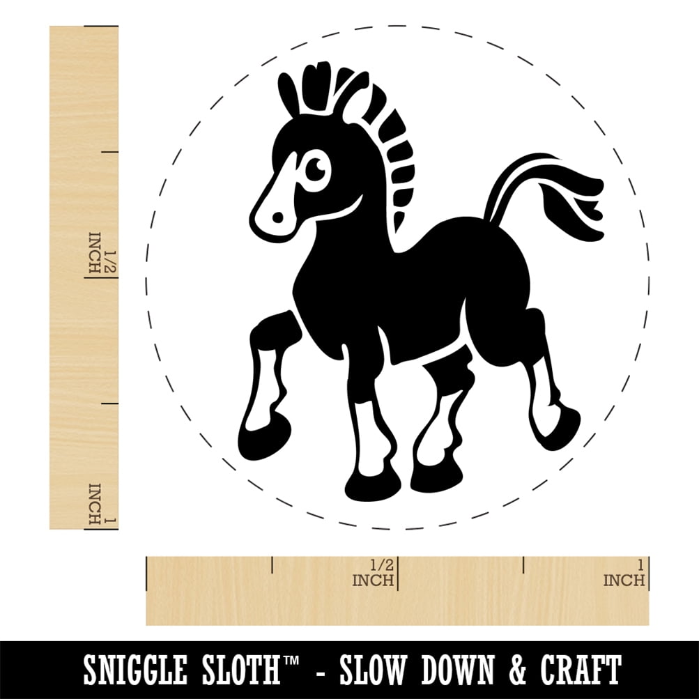 Prancing Pony Horse Mule Self-Inking Rubber Stamp Ink Stamper - Pink Ink - Medium 1 Inch