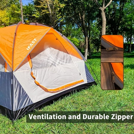 6-Person Family Camping Tent Waterproof and Windproof with Large Windows and Roof Rainfly Easy Setup Portable Gear for All Seasons