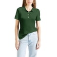 thumbnail image 5 of DORKASM Womens Polo Shirts Short Sleeve Button Lapel Collared Summer Tops Business Casual Basic Tees Dark Green M, 5 of 7