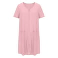 thumbnail image 6 of Cxenplz Women's Zipper Up Robe Short Sleeves Nightgown Zip Front Cotton Housecoat Soft Short Bathrobe with Pockets, 6 of 6