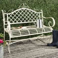 thumbnail image 2 of SAFAVIEH Abner Outdoor Patio Wrought Iron Garden Bench, Antique White, 2 of 9