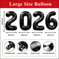 thumbnail image 4 of PMU New Year's Eve Party 2026 New Year, Graduation "2026" 40in Pitch Black Number Mylar Balloons Birthday, Special Events Accessories Party Celebration (4/pkg) Pkg/1, 4 of 6