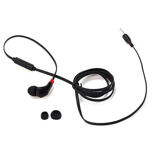 Premium Flat Wired Headset MONO Handsfree Earphone Mic Single Earbud Headphone In Ear 3.5mm Black 7E for Samsung Galaxy J3 J5 J7 Note 3 4 5 Edge