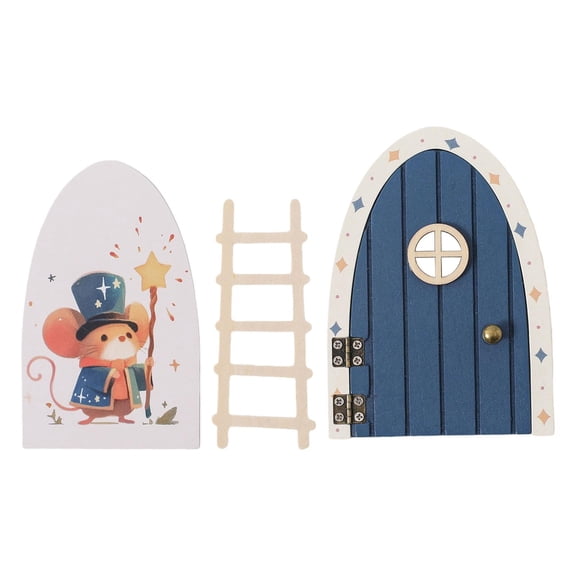 Lipstore Fairy Door Wall Sticker Cartoon Door Stickers 3D for Nursery Corner Playroom blue