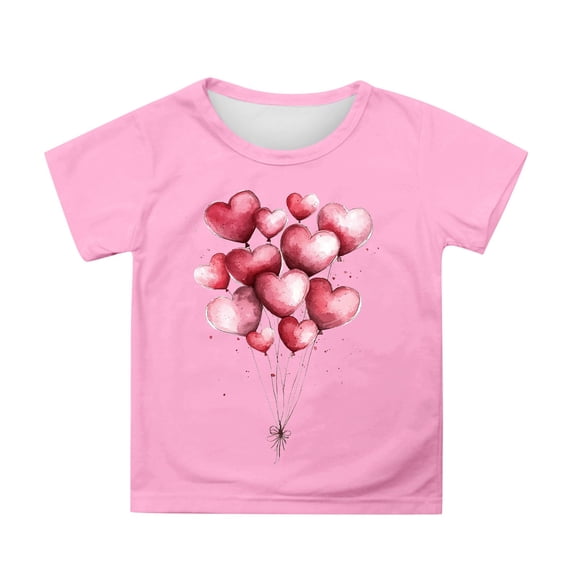 Shadoumai Girls Shirts Size 7-8 Cartoon Print Round Neck Short Sleeve T Shirts Comfortable Tee Tops T-Shirts Infant To Big Kid