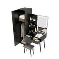 thumbnail image 3 of Makeup Vanity Desk Closet Set, Dressing Table with Adjustable LED Mirror, Power Outlets & 2 Drawers, Tall Closet with Hanging Rod, Large Vanity Desk with Wardrobe and Stool for Women Girls, Black, 3 of 9