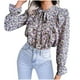 thumbnail image 1 of Moda mujer sexy casual encaje floral otoño e invierno gasa camisa top Fridja  hj5277, 1 of 2