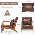 thumbnail image 4 of Aecojoy Accent Chair for Living Room Mid Century Modern Faux Leather Arm Chair Set of 2 in Brown for Bedroom, 4 of 7