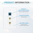 thumbnail image 4 of Cat 6 Ethernet Wall Plates, 3 Port 2 F-Plug RJ45 Key-stone Jack Wall Plate,White, 4 of 6